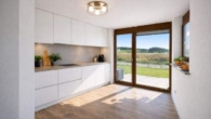 Küche mit Terrasenzugang - exklusive Gartenwohnung mit 3,5 Zimmern in KFW 55 Ausführung mit Hobbyraum in Weilheim