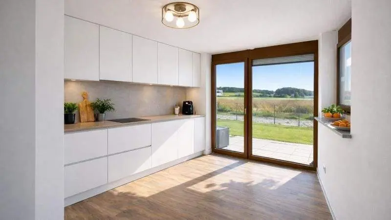 Küche mit Terrasenzugang