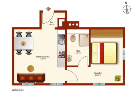 TOP! 2 Zimmer Wohnung im 1.Obergeschoss eines kernsanierten Wohn- und Geschäftshaus in Peißenberg, 82380 Peißenberg, Etagenwohnung